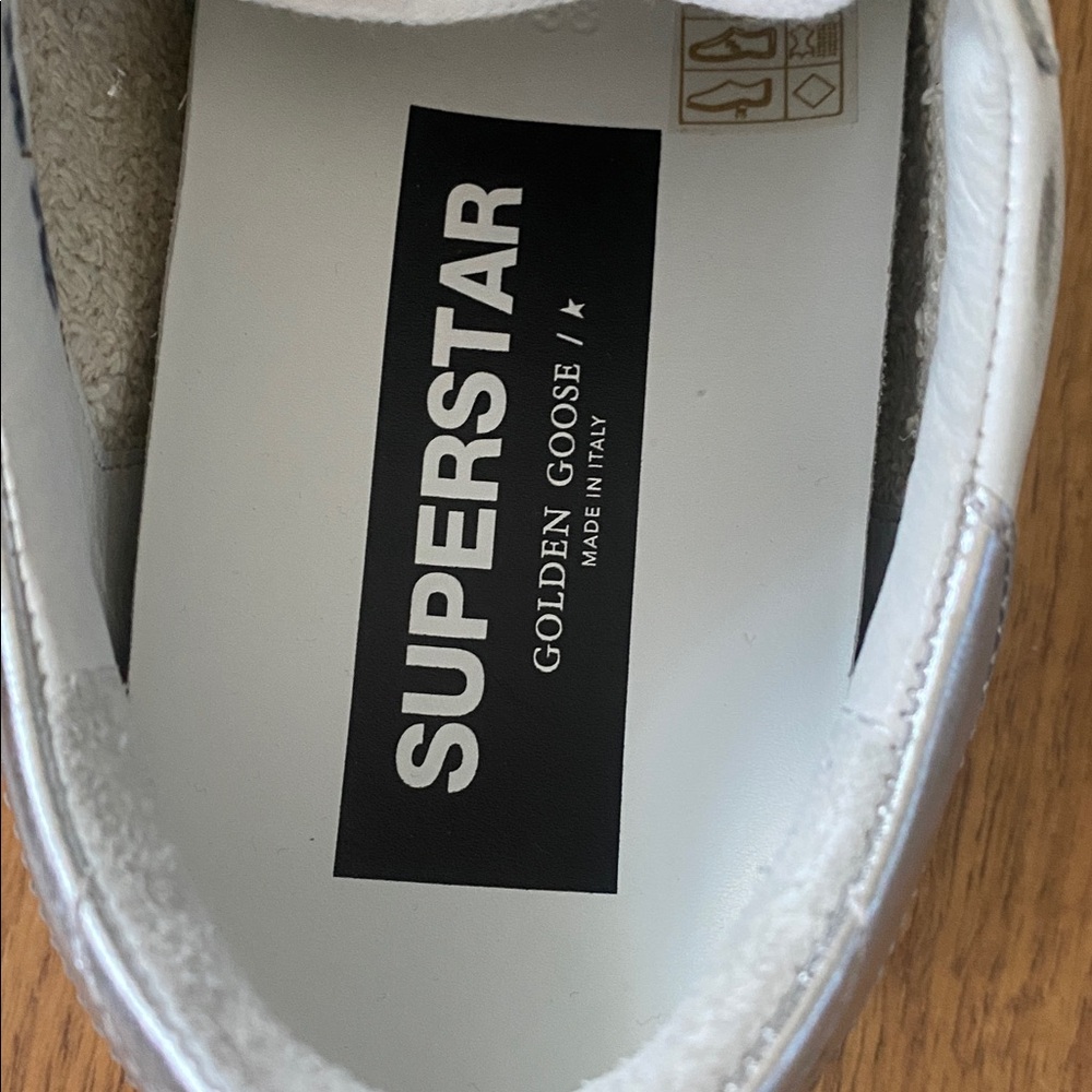 BNWT Golden Goose Superstar Sneakers white/olive green/silver - Picture 14 of 16